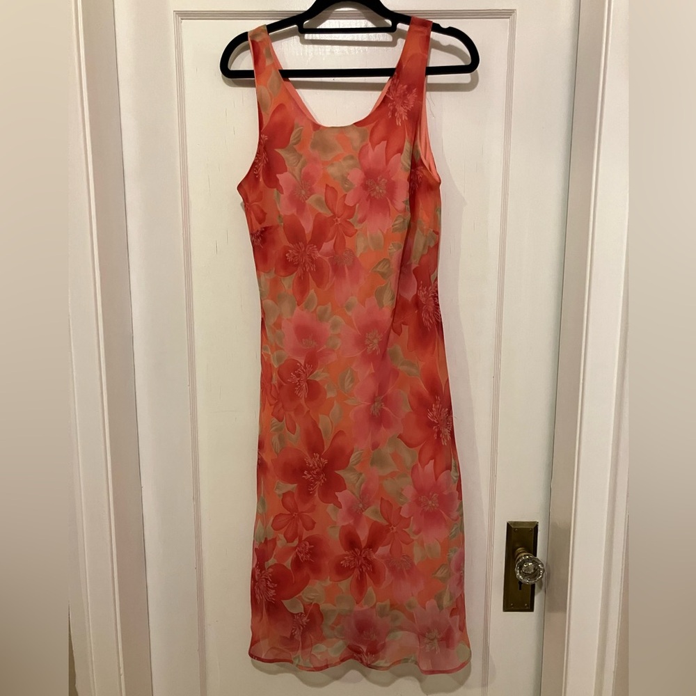 Spring Floral Sleeveless Dress - Pink and Green